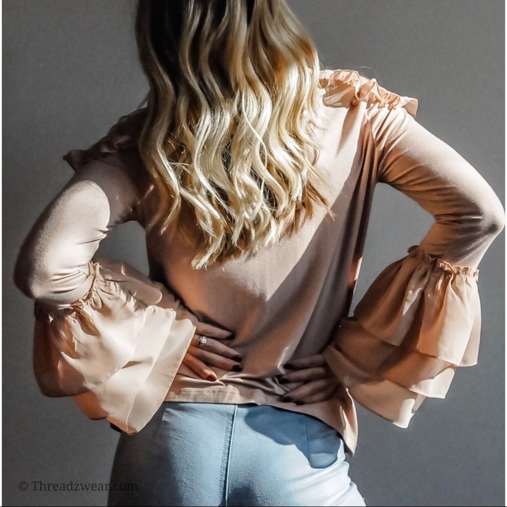 LAST ONE! Beautiful Ruffle Sleeve Top - Picture 7 of 9